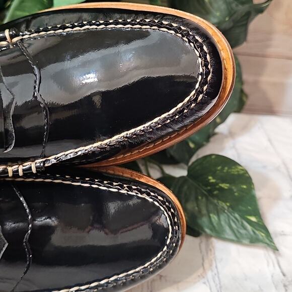 Weejuns NWOT G.H.Bass Handcrafted Classic Black Patent Leather Loafers 10 - Picture 8 of 14